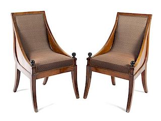 * A Pair of Directoire Mahogany Bergeres Height 37 1/2 inches.