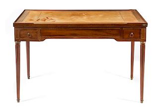 * A Louis XVI Style Mahogany Tric-Trac Table Height 28 1/2 x width 45 x depth 22 1/2 inches.