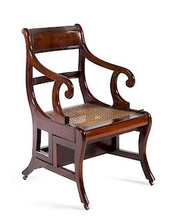 * A Regency Mahogany Metamorphic Library Chair Height 36 inches.