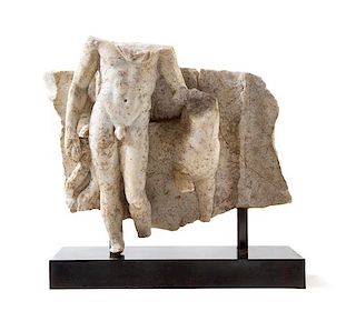 * A Roman Marble Sarcophagus Fragment Length 21 1/2 inches.
