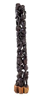 * An African Carved Wood Totem Height 65 inches.