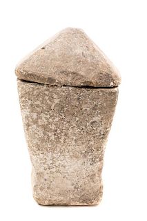 * A Carved Limstone Burial Urn and Cover Height 21 inches.