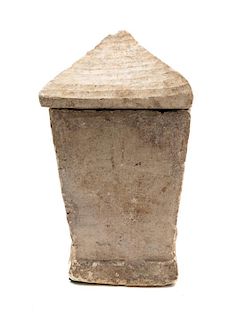 * A Carved Limestone Burial Urn and Cover Height 22 inches.