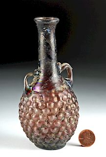 Published Roman Glass Grape Flask w/ Trail Handles