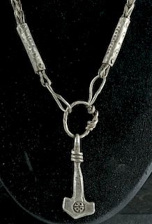 Viking Silver Necklace w/ Mjolnir Pendant, 72.4 g