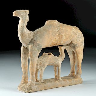 Rare S. Arabian Terracotta Camel and Baby