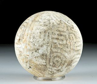 Rare Taino Incised Sandstone Ballgame Sphere