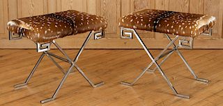 PAIR IRON UPHOLSTERED BENCHES JEAN-MICHEL FRANK