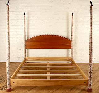 PETER DIEPENBROCK MIXED WOOD KING SIZE BED SIGNED