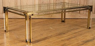 LUCITE BRASS COFFEE TABLE MANNER OF WILLY RIZZO