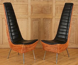 PAIR MID CENTURY MODERN SHAPED CHAIRS