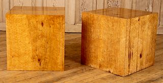 PAIR OF LIGHT WOOD END TABLES