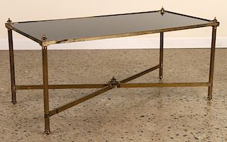 BRASS COFFEE TABLE WITH BLACK GLASS TOP