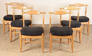 SET 6 GUILLERME ET CHAMBRON "FUMAY" DINING CHAIRS