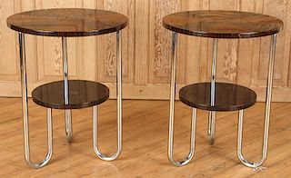 PAIR MACASSAR AND MAPLE ART DECO STYLE TABLES