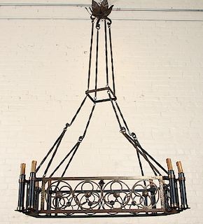 FRENCH WROUGHT IRON 8 LIGHT CHANDELIER