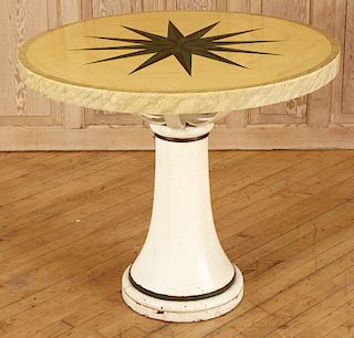 INTERESTING ROUND PAINTED WOOD CENTER TABLE