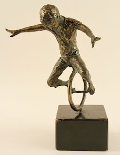 CURTIS JERE BRONZE SCULPTURE CHILD AT PLAY SIGNED