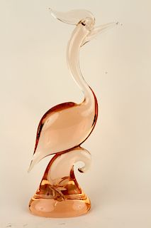 LARGE ITALIAN MURANO GLASS SCULPTURE OF A HERON