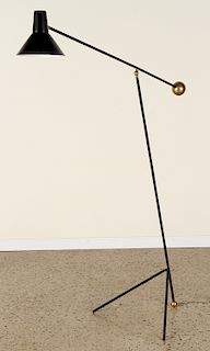 MID CENTURY MODERN BRASS IRON FLOOR LAMP