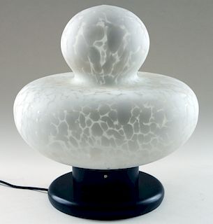 ITALIAN WHITE CLEAR MOTTLED GLASS TABLE LAMP
