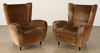 PAIR ITALIAN WINGED BACK ARM CHAIRS PAOLO BUFFO