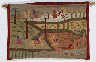 Antique Pictorial Folk Tapestry, India