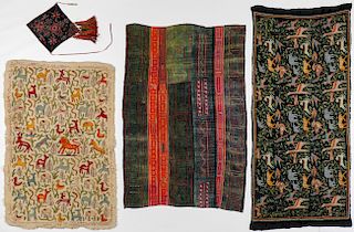 4 Vintage and Antique Indian and Chinese Folk Textiles