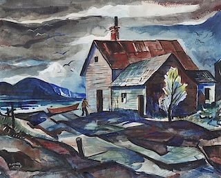 Peter Rotier, (Wisconsin, 1887-1963), Fishing Shanties - Maine II