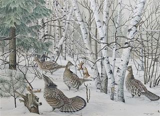 Jonathan Wilde, (Wisconsin, b. 1948), Winter Pheasants, 1975