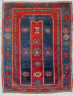 Small Antique Kazak Prayer Rug: 2'7'' x 3'4''