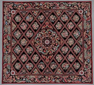 Continental Style Wool Needlepoint Carpet: 12'6'' x 13'8''  