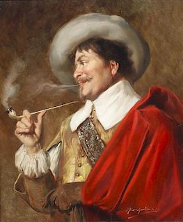Alex de Andreis, (British, 1880-1929), A Cavalier Smoking a Pipe