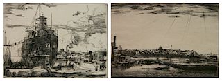 Frank Wilcox 2 etchings