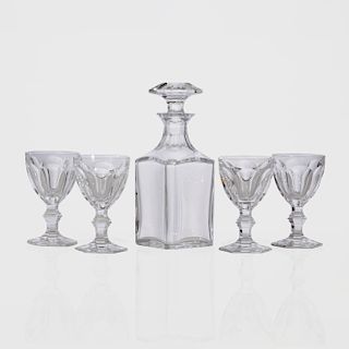 Set of Sixteen Baccarat Glasses with a Matching Decanter and Stopper