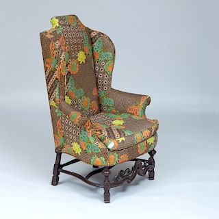 Continental Baroque Style Walnut Wing Armchair