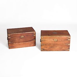 Two Anglo-Indian Brass-Mounted Hardwood Boxes