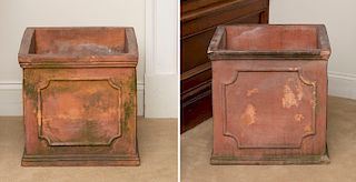 Two Regency Style Square Terracotta Planters