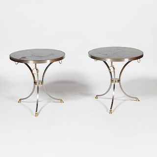 Pair of Modern Metal and Brass Side Tables