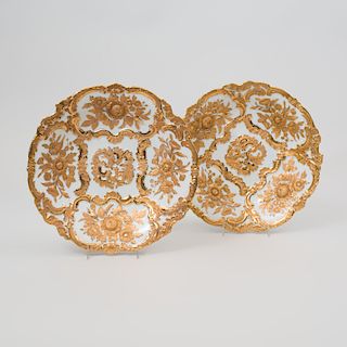 Pair of Meissen Outside Decorated White Ground Porcelain Dishes