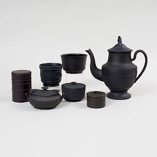 Group of Seven Black Basalt Tablewares