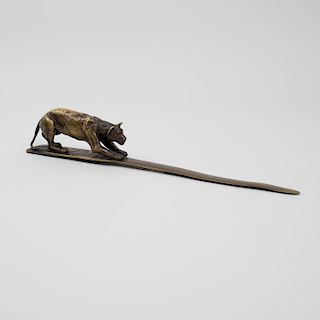 Franciszek Jozef Kucharzyk (1880-1930): Bronze Letter Opener Modeled with a Panther