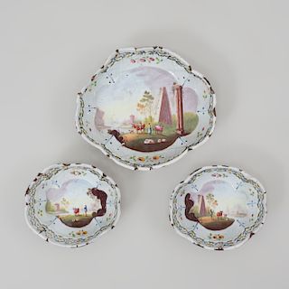 Set of Three English Enamel Pierced Dishes