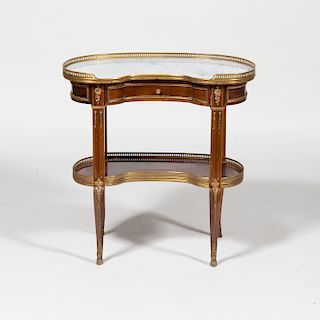 Louis XVI Style Gilt-Bronze-Mounted Mahogany Kidney-Shaped Table