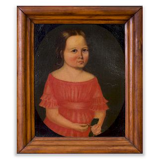 American School: Portrait of a Girl Holding a Rose