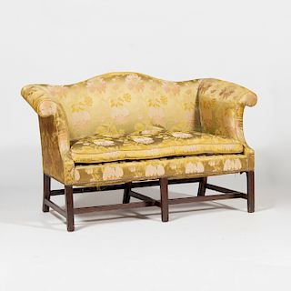 George III Style Upholstered Mahogany Loveseat