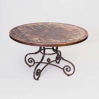 Stained Wood and Iron Center Table, Designed by Tom Britt