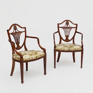 Pair of George III Style Mahogany Shield Back Chairs