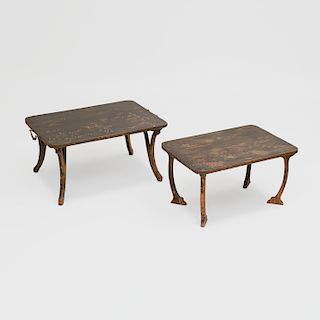 Two Chinese Lacquer Panels Mounted as Low Tables
