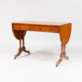 Regency Style Walnut and Mahogany Sofa Table